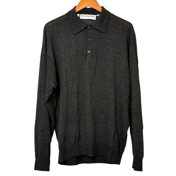 Jhane Barnes Vintage Lightweight Collared Polo Sweater Viscose Nylon Gray Size L - Picture 7 of 7